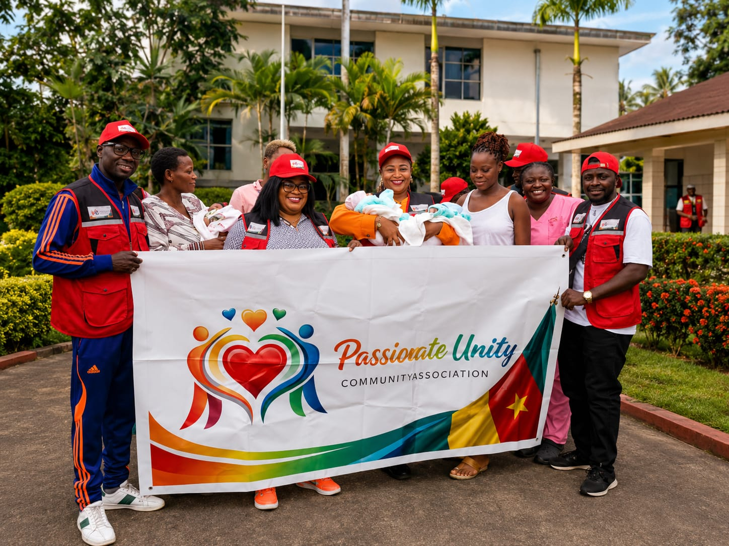 PUCA volunteers holding the association banner